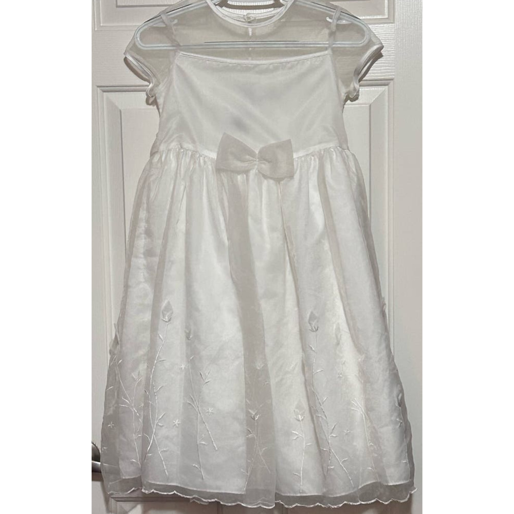 Marmellata Girl's‎ Flower Girl White Short Sleeve Dress Nylon Lining Size 10